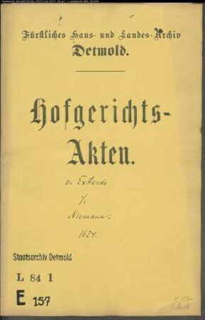 von Exterde, Witwe zu Herberhausen gegen Niemann zu Biemsen - Schuldforderung
