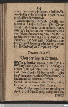 Titulus XXVI. Von der letzten Oelung