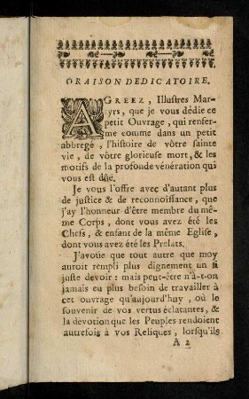 A2r-A2v, Oraison Dedicatoire.