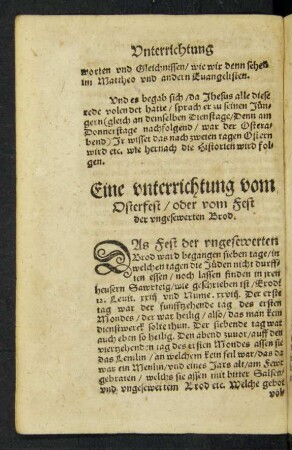 Eine unterrichtung vom Osterfest/ oder vom Fest der ungesewerten Brod.