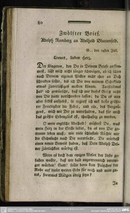 Zwölfter Brief. Adolph Romberg an Adelheid Blumenfeld