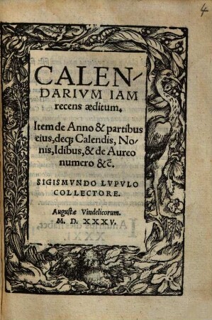 Calendarium iam recens aeditum