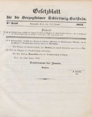 11ter Januar-1sten Februar 1851 = 1stes-4tes Stück