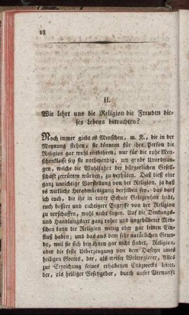 II. Wie lehrt uns die Religion die Freuden dieses Lebens betrachten?