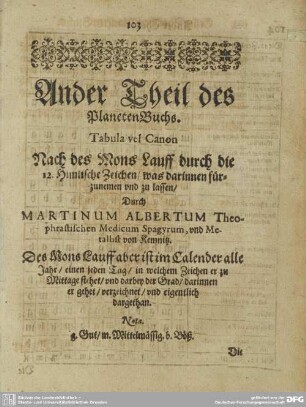 Ander Theil des PlanetenBuchs.