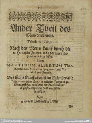 Ander Theil des PlanetenBuchs.