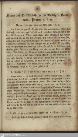 Farcen und Gefüllsel-Teige für Geflügel, Kalbsbrust, Braten u.s.w.