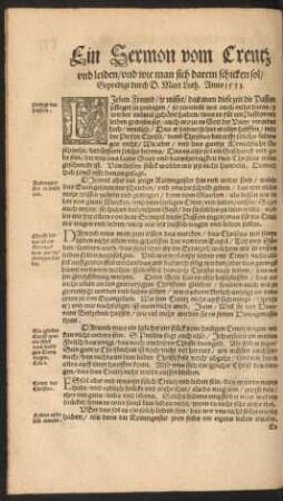 Ein Sermon vom Creutz und leiden ...