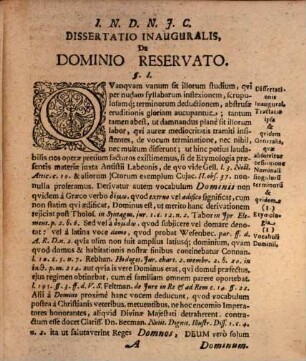 Diss. inaug. de dominio reservato