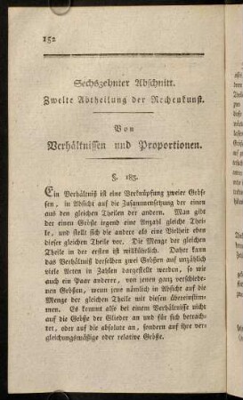 152-170, Sechszehnter Abschnitt. Von Verhältnissen und Proportionen, § 185 - 207