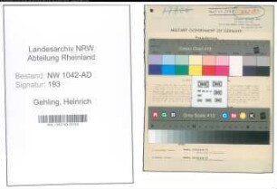 Entnazifizierung Heinrich Gehling , geb. 18.04.1895 (Schuhmacher)