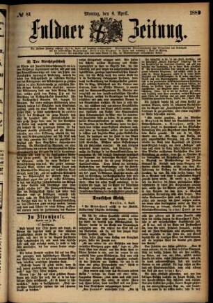 Ausgabe vom Montag, den 08. April 1889.