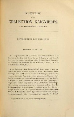 Inventaire des dessins exécutés pour Roger de Gaignières et conservés aux départements des estampes et des manuscrits : Bibliothèque nationale. I