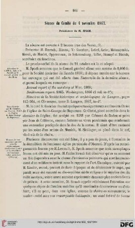 Séance du Comité du 9 décembre 1867