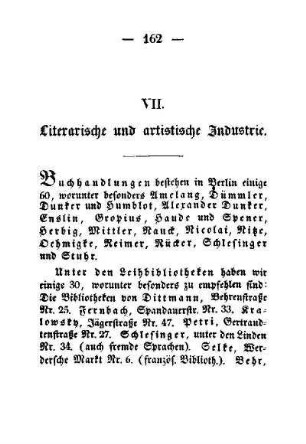 VII. Literarische und artistische Industrie