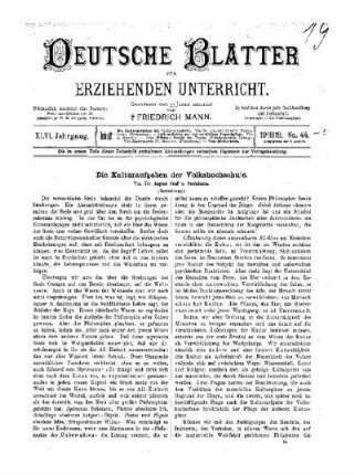 Die Kulturaufgaben der Volkshochschule : (Fortsetzung)