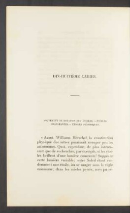 Dix-huitième cahier. Mouvement de rotation des étoiles. [...]