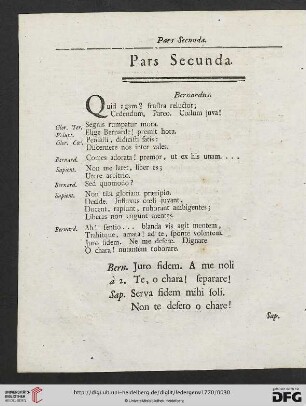 Pars Secunda / Zweyter Theil