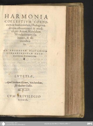 Harmonia coelestium Corporum & humanorum