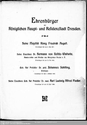 Ehrenbürger der königlichen Haupt- und Residenzstadt Dresden