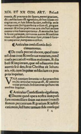 Articulus Confessionis vigesimus.
