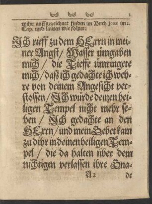 [Textus.] [...] im Buch Jonae im 2. Cap. und lauten wie folget: