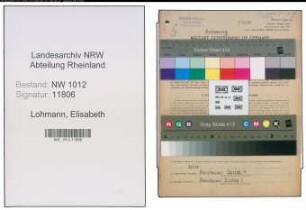 Entnazifizierung Elisabeth Lohmann , geb. 28.07.1907 (Schneiderin)