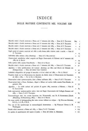 INDICE Delle MATERIE CONTENUTE NEL VOLUME XIII