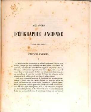 Mélanges d'épigraphie ancienne