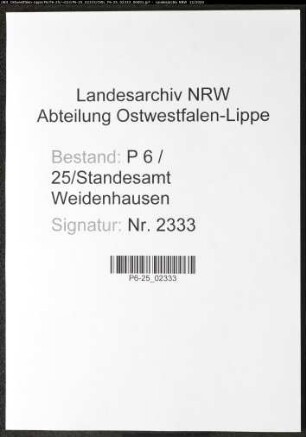 Sterberegister Standesamt Weidenhausen