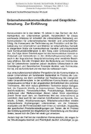 Unternehmenskommunikation und Gesprächsforschung. Zur Einführung