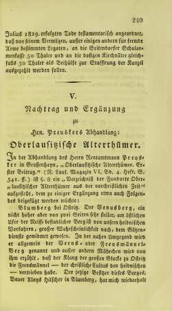 Nachtrag und Ergänzung zu Hrn. Preuskers Abhandlung: Oberlausitzische Alterthümer