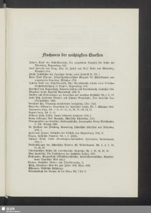 Nachweis der wichtigsten Quellen