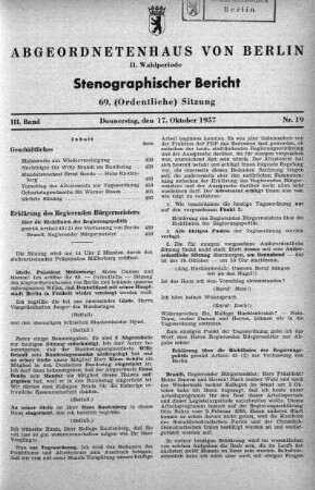 Nr. 19 (69), 17. Oktober 1957