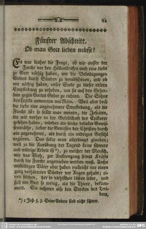 Fünfter Abschnitt. Ob man Gott lieben müsse?