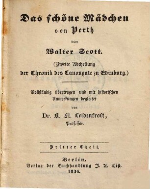 Das schöne Mädchen von Perth : (Zweite Abtheilung der Chronik des Canongate zu Edinburg), 3
