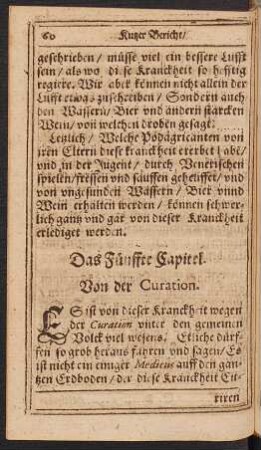 Das Fünffte Capitel. Von der Curation.