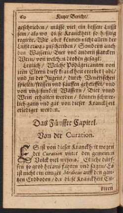 Das Fünffte Capitel. Von der Curation.