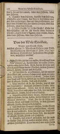 Von der Welt Eitelkeit. - Zum Beschluß.