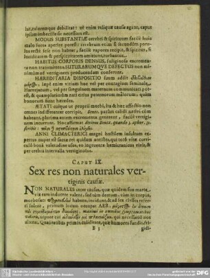 Caput IX. Sex res non naturales vertiginis causae