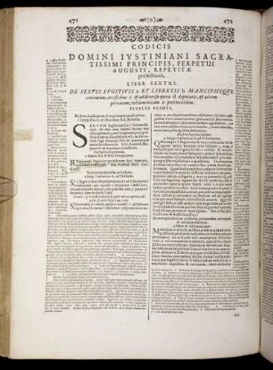 Codicis [...] Liber Sextus. De Servis Fugitiuis Et Libertis Mancipiisque [...]