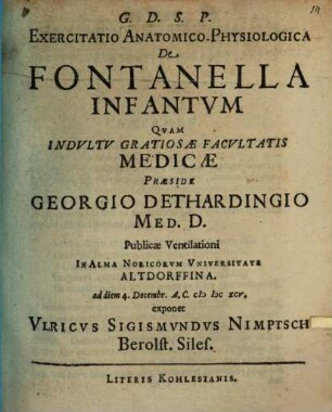 Exercitatio anat. phys. de fontanella infantum