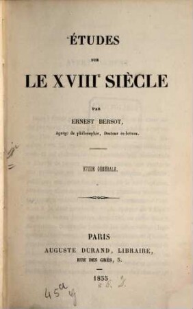 Etudes sur le XVIIIe siècle, 1