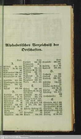 Alphabetisches Verzeichniß der Ortschaften