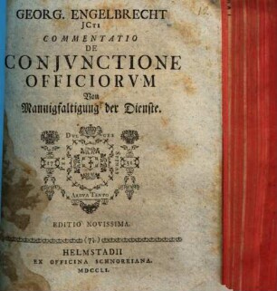 Commentatio de coniunctione officiorum, von Mannigfaltigung der Dienste