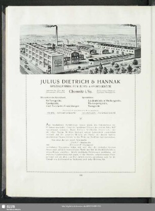 Julius Dietrich & Hannak : Spezialfabrik Für Turn- & Sportgeräte