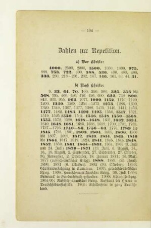 Zahlen zur Repetition