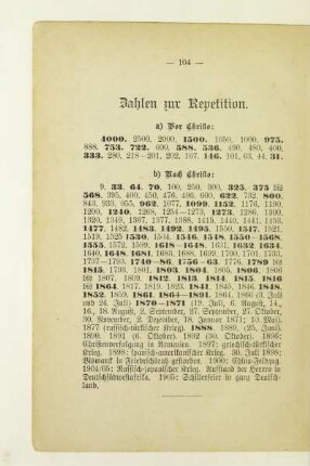 Zahlen zur Repetition
