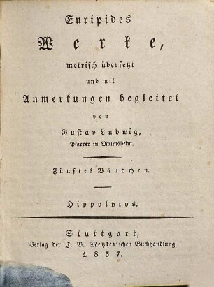 Werke, 5. Hippolytos