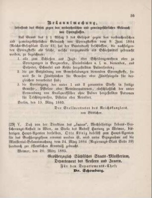 29. Ministerialbekanntmachung, Wechsel des "Janus", Wechselseitige Lebens-Versicherungs-Anstalt in Wien betreffend